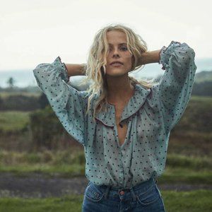 DOEN JEMMA SWISS DOT BLOUSE RARE in Azure XS